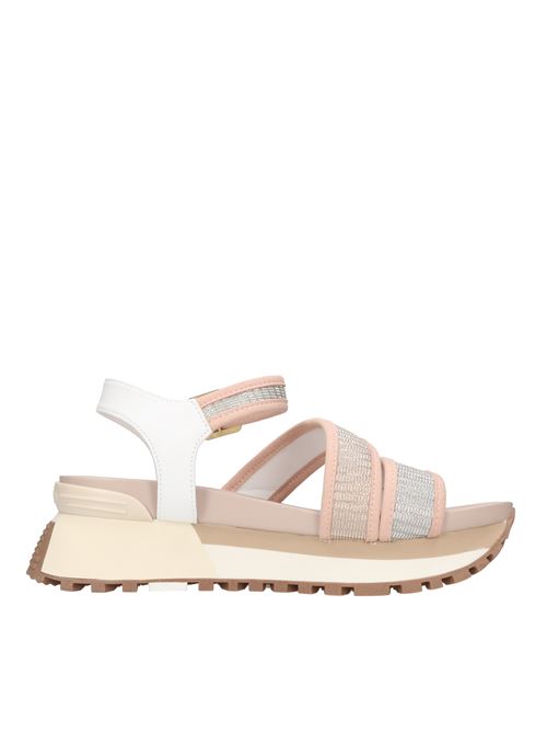 Sandals in eco-leather and suede LIU JO | BA3159 EX135ROSA-ARGENTO